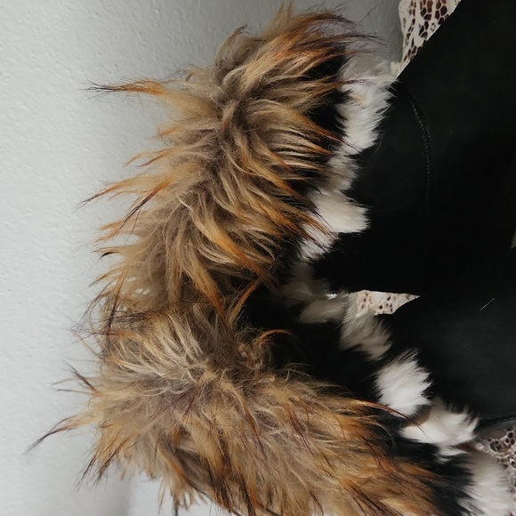 Naughtyangel Women Winter Snow Ankle Boots Low Heels Faux Fox Rabbit Fur Size 7 - Picture 2 of 4